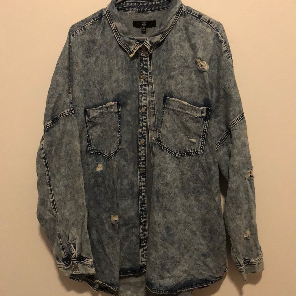 plus size blue denim shirt